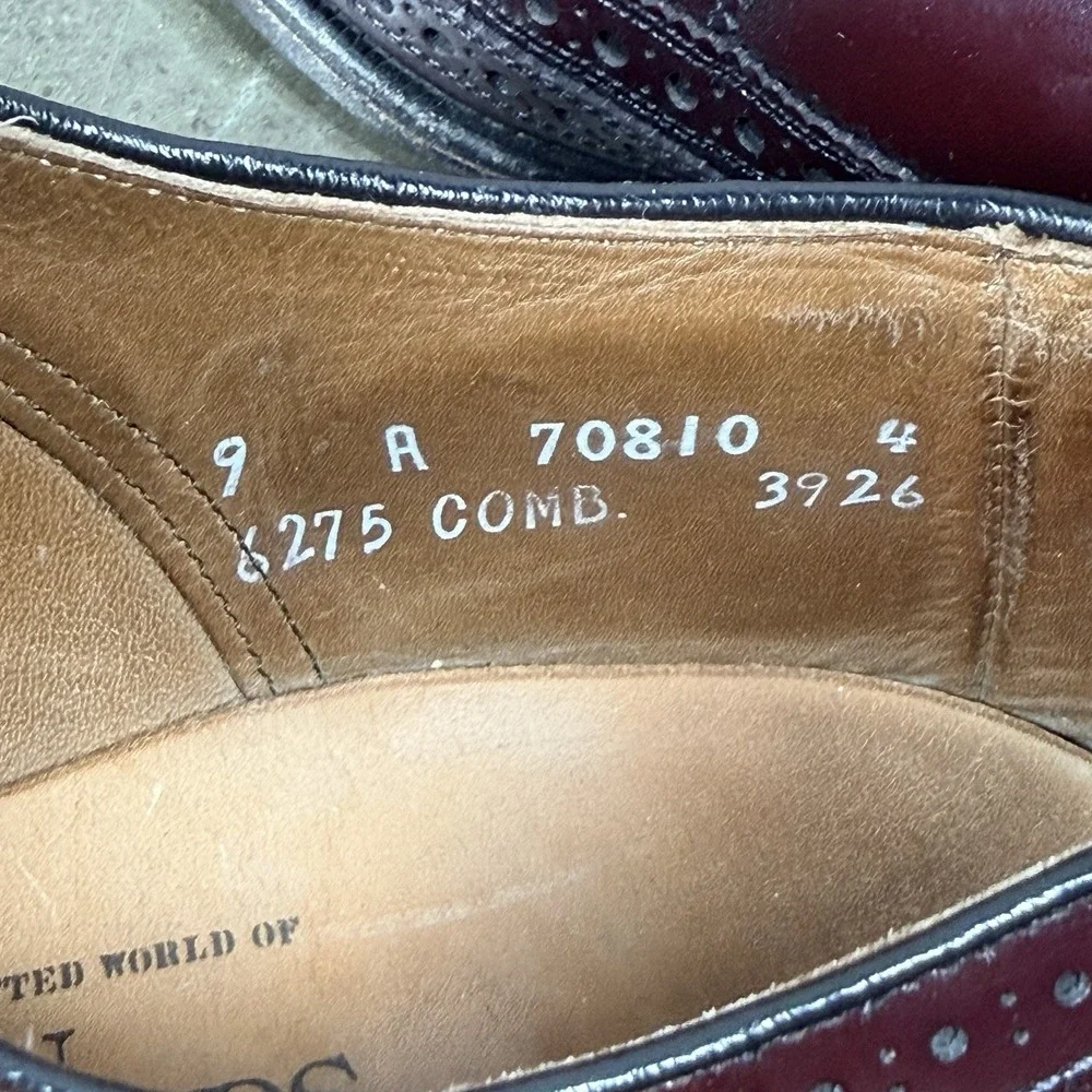 Allen Edmonds‎ McAllister Wingtip Mens 9 A Burgundy Leather Oxford 6275 USA